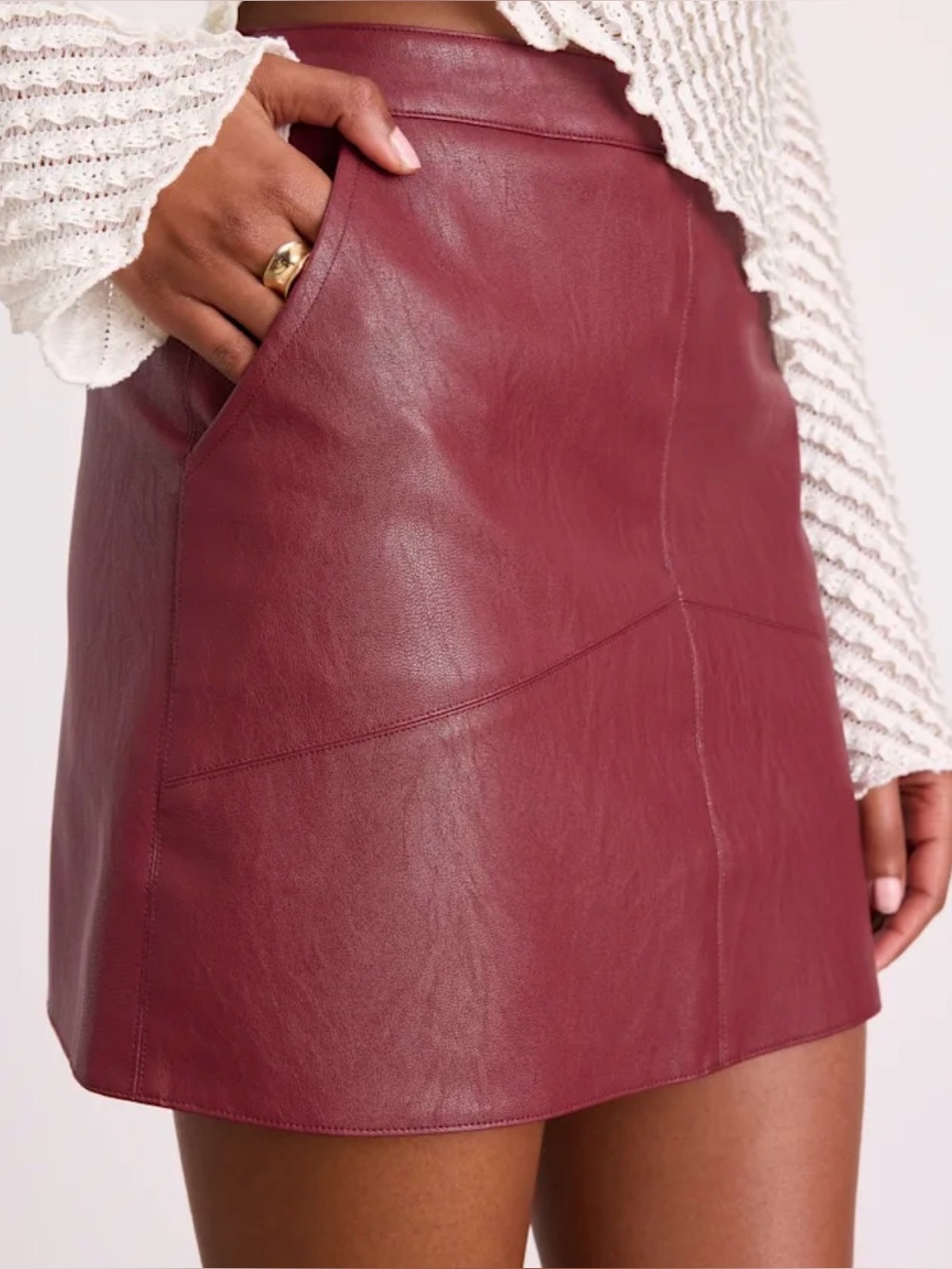 Lulu’s Harley Burgundy Vegan Leather Size XS NWT